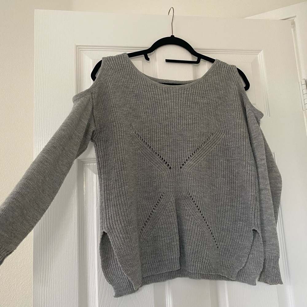 Grey open shoulder sweater
